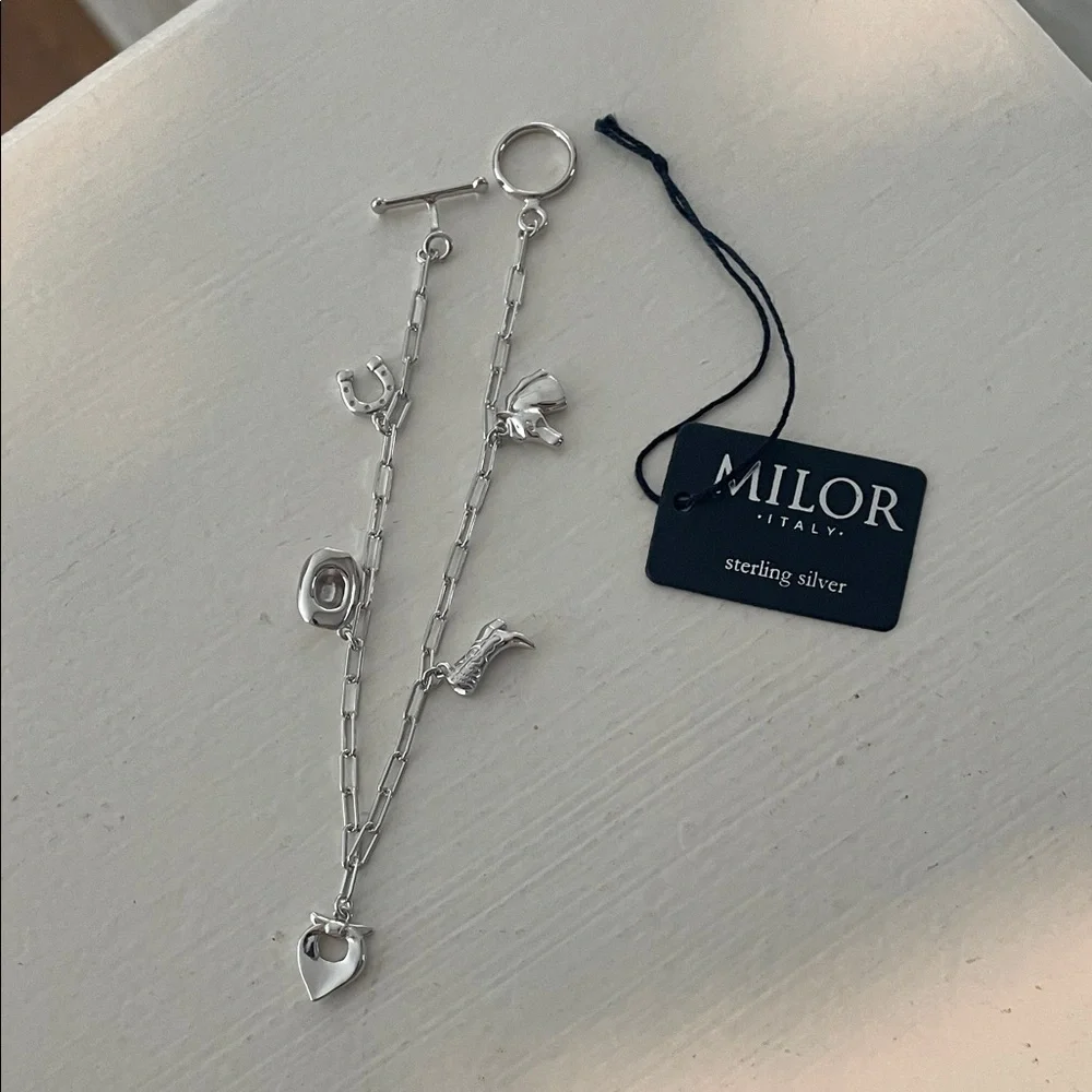 Milor Sterling Silver Western Charm Bracelet with 5 Charms